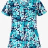 UA River Floral Navy Women's 4-Pocket Princess Seam Printed Scrub Top 2 UA River Floral Navy Women's 4-Pocket Princess Seam Printed Scrub Top -Fashion Clothing UA864RVN 1