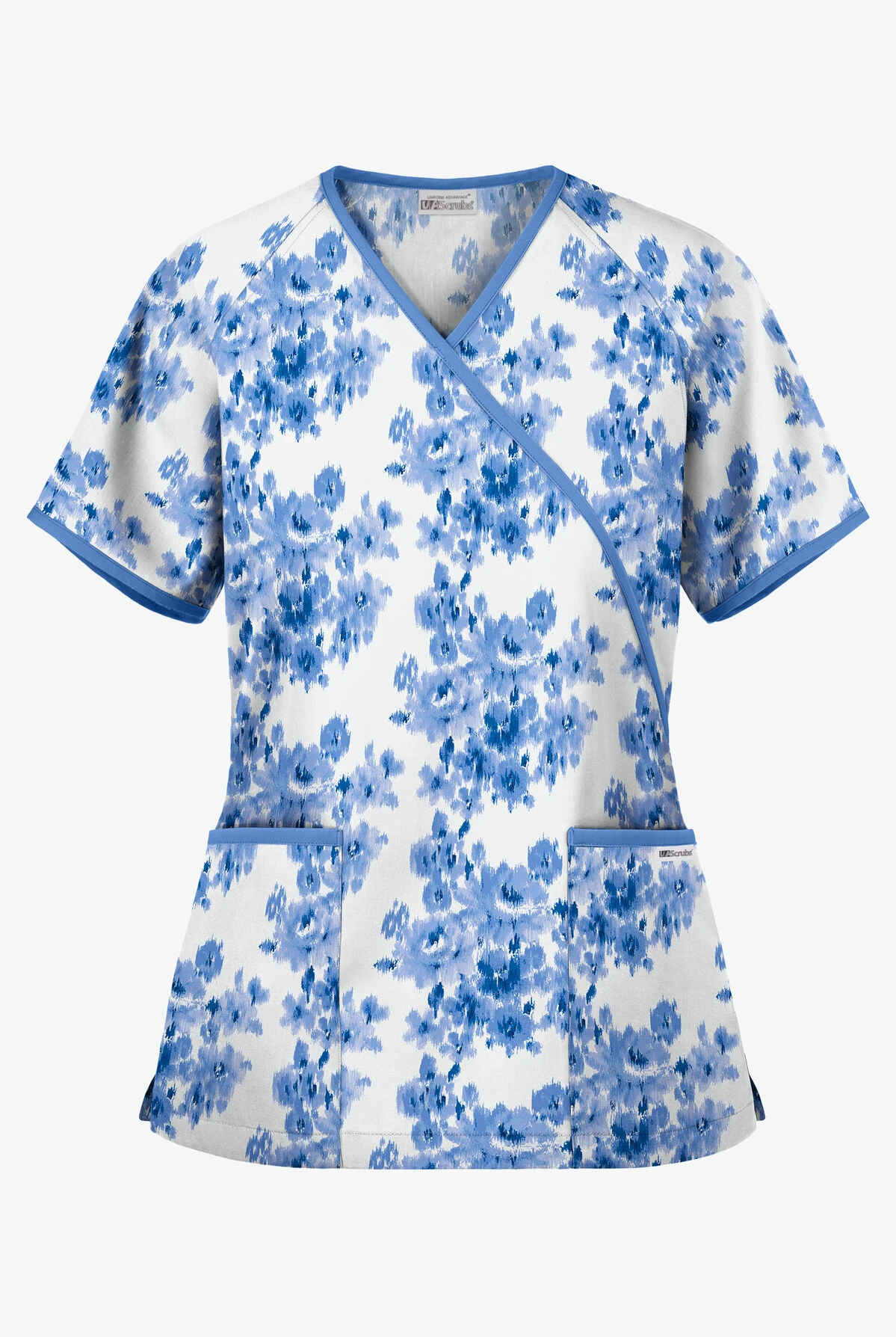 UA Brocade Floral White Printed Women's 2-Pocket Mock Wrap Scrub Top 3 UA Brocade Floral White Printed Women's 2-Pocket Mock Wrap Scrub Top