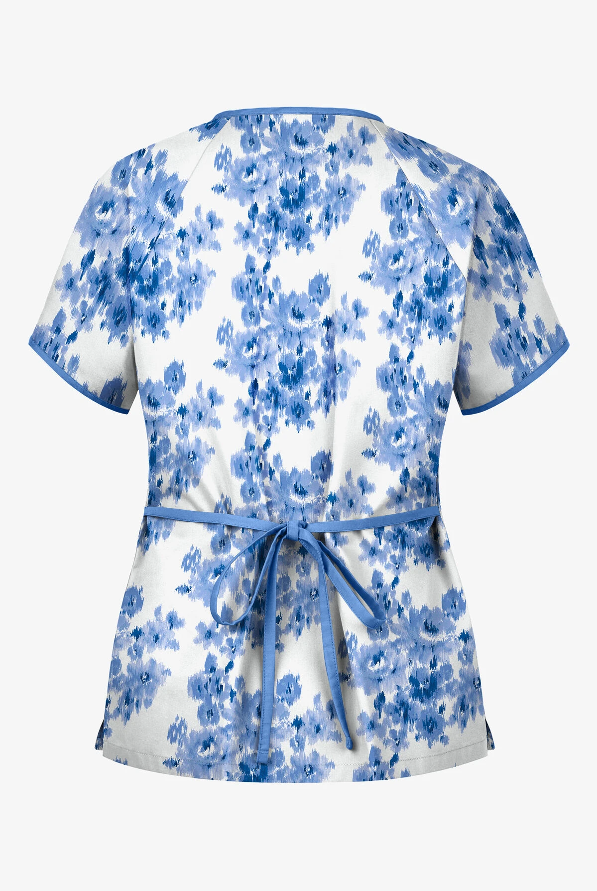 UA Brocade Floral White Printed Women's 2-Pocket Mock Wrap Scrub Top 4 UA Brocade Floral White Printed Women's 2-Pocket Mock Wrap Scrub Top - Image 2