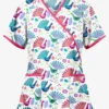 UA Fabulous Peacocks White Printed Women's 2-Pocket Mock Wrap Scrub Top 1 UA Fabulous Peacocks White Printed Women's 2-Pocket Mock Wrap Scrub Top -Fashion Clothing WT668FPK 1
