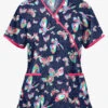 UA Butterfly Dance Navy Women's 2-Pocket Mock Wrap Print Scrub Top 2 UA Butterfly Dance Navy Women's 2-Pocket Mock Wrap Print Scrub Top -Fashion Clothing WT668NDB 1