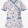 UA Best Buy Scrubs Party In The USA Women's 2-Pocket Mock Wrap Print Scrub Top 2 UA Best Buy Scrubs Party In The USA Women's 2-Pocket Mock Wrap Print Scrub Top -Fashion Clothing WT668PYU 1