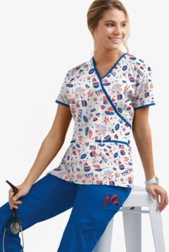 UA Best Buy Scrubs Party In The USA Women's 2-Pocket Mock Wrap Print Scrub Top 7 UA Best Buy Scrubs Party In The USA Women's 2-Pocket Mock Wrap Print Scrub Top -Fashion Clothing WT668PYU 3