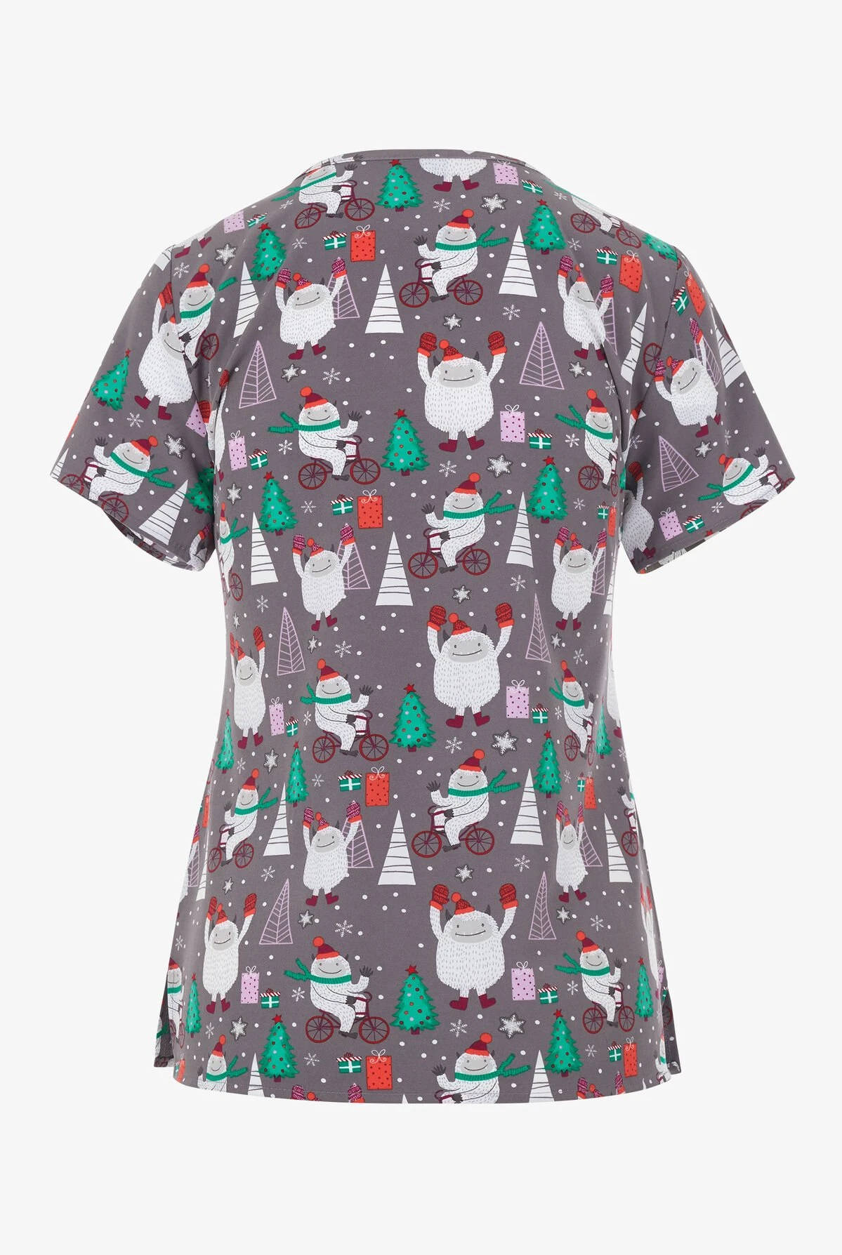 Zoe & Chloe Yeti, Set, Go Women's 2-Pocket STRETCH V-Neck Print Scrub Top 4 Zoe & Chloe Yeti, Set, Go Women's 2-Pocket STRETCH V-Neck Print Scrub Top - Image 2